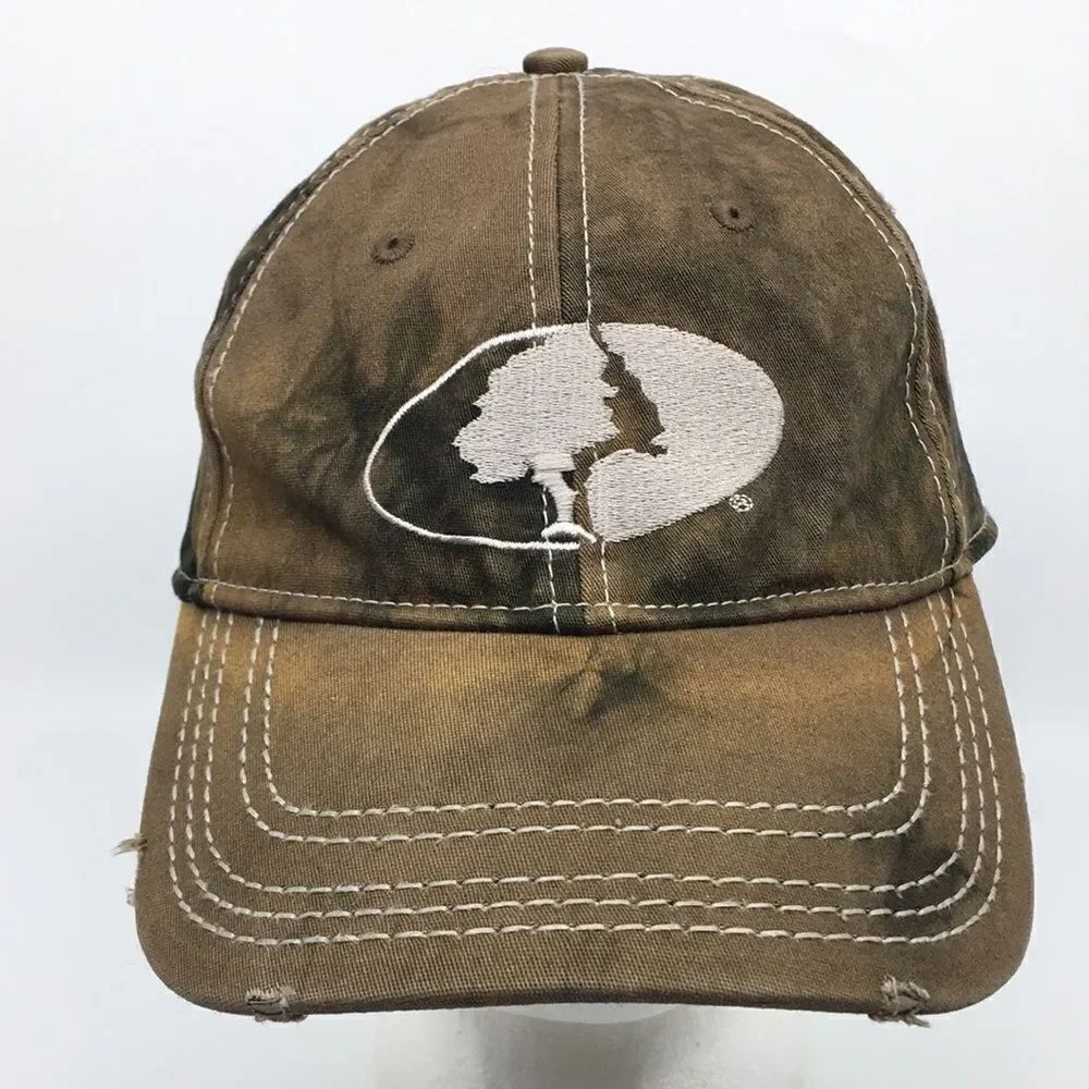 Mossy Oak Bleach Dyed Hat Hunt Woodland Camo Fish Baseball Cap Stretch Fitted